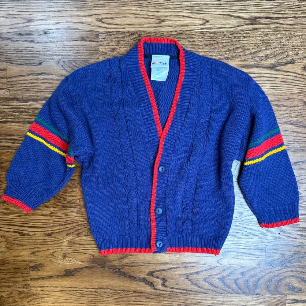 Vintage Okie Dokie Boys Colorful Striped Cardigan Made in the USA Size 4T